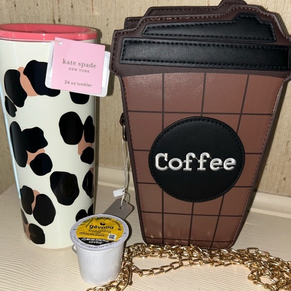 Kate spade tumbler nwt & Coffee Crossbody vegan bag New with chain - Picture 8 of 8